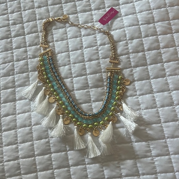 Lilly Pulitzer Surf Seafari Statement Bib Necklace with Tassels - Picture 1 of 3